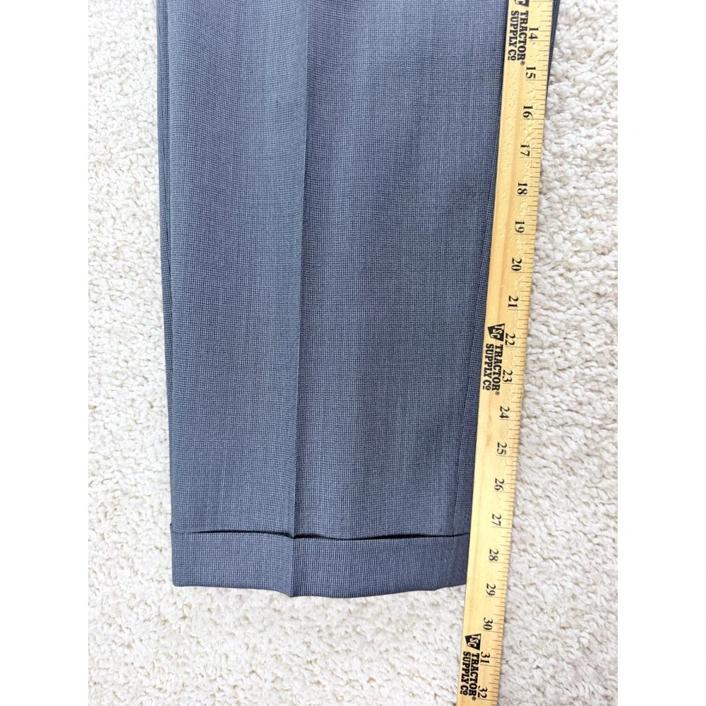 Hickey Freeman Suit Mens 42 L Gray Fair Vintage Pleated Cuffed Micro Pattern